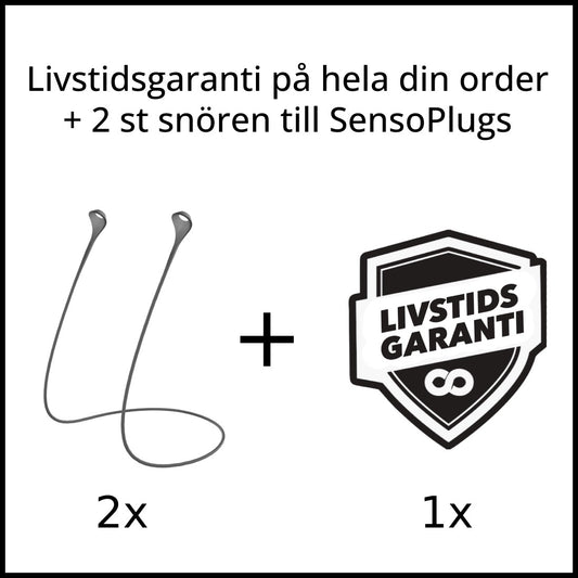 Livstidsgaranti + 2 st Snöre till SensoPlugs